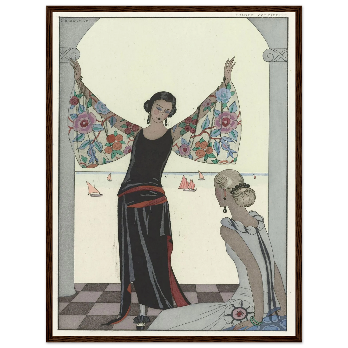 Voici mes ailes ! (1922) Art Print | George Barbier - Framed Poster - 30x40 cm / 12x16″ - Black frame
