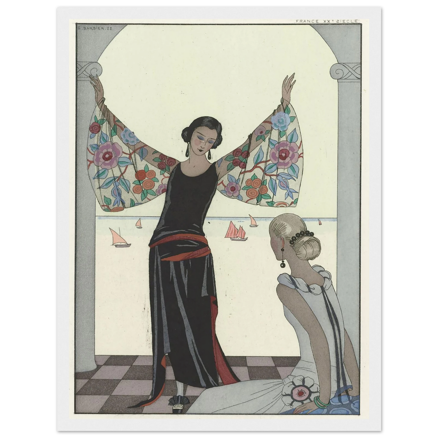 Voici mes ailes ! (1922) Art Print | George Barbier - Framed Poster - 30x40 cm / 12x16″ - Black frame