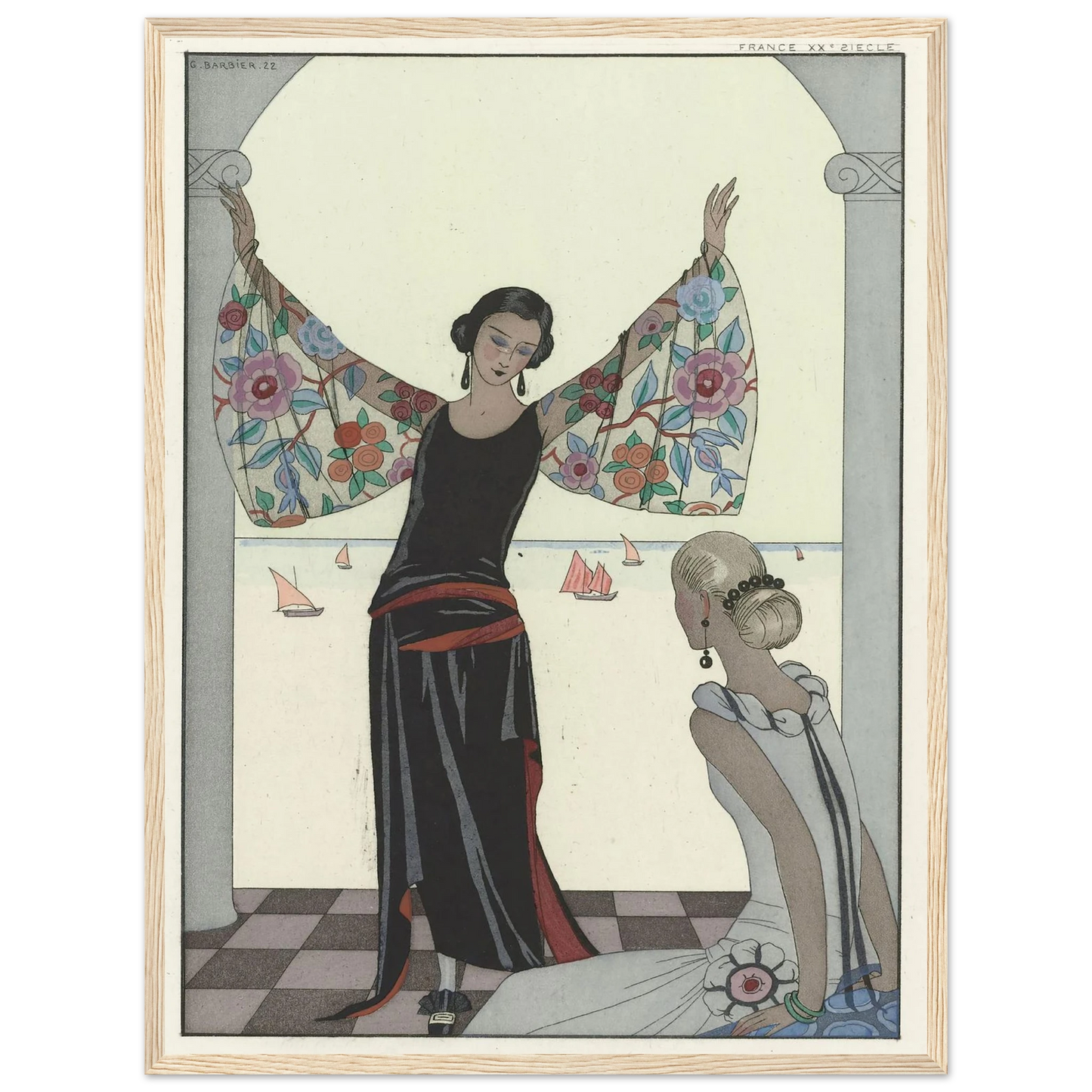 Voici mes ailes ! (1922) Art Print | George Barbier - Framed Poster - 30x40 cm / 12x16″ - Black frame