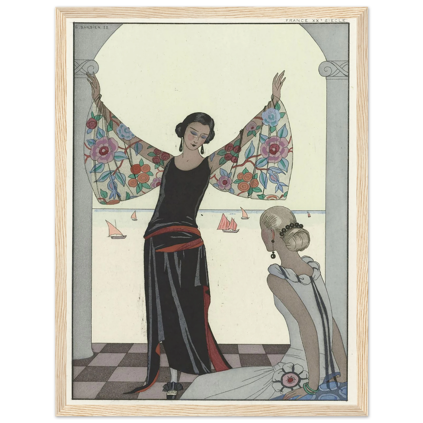 Voici mes ailes ! (1922) Art Print | George Barbier - Framed Poster - 30x40 cm / 12x16″ - Black frame
