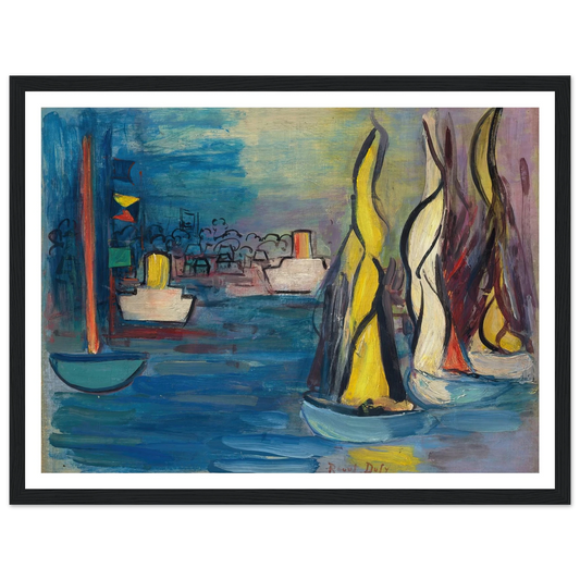 Voiliers dans le port de Deauville (circa 1935) Art Print | Raoul Dufy - Framed Poster - 30x40 cm / 12x16″ - Black frame