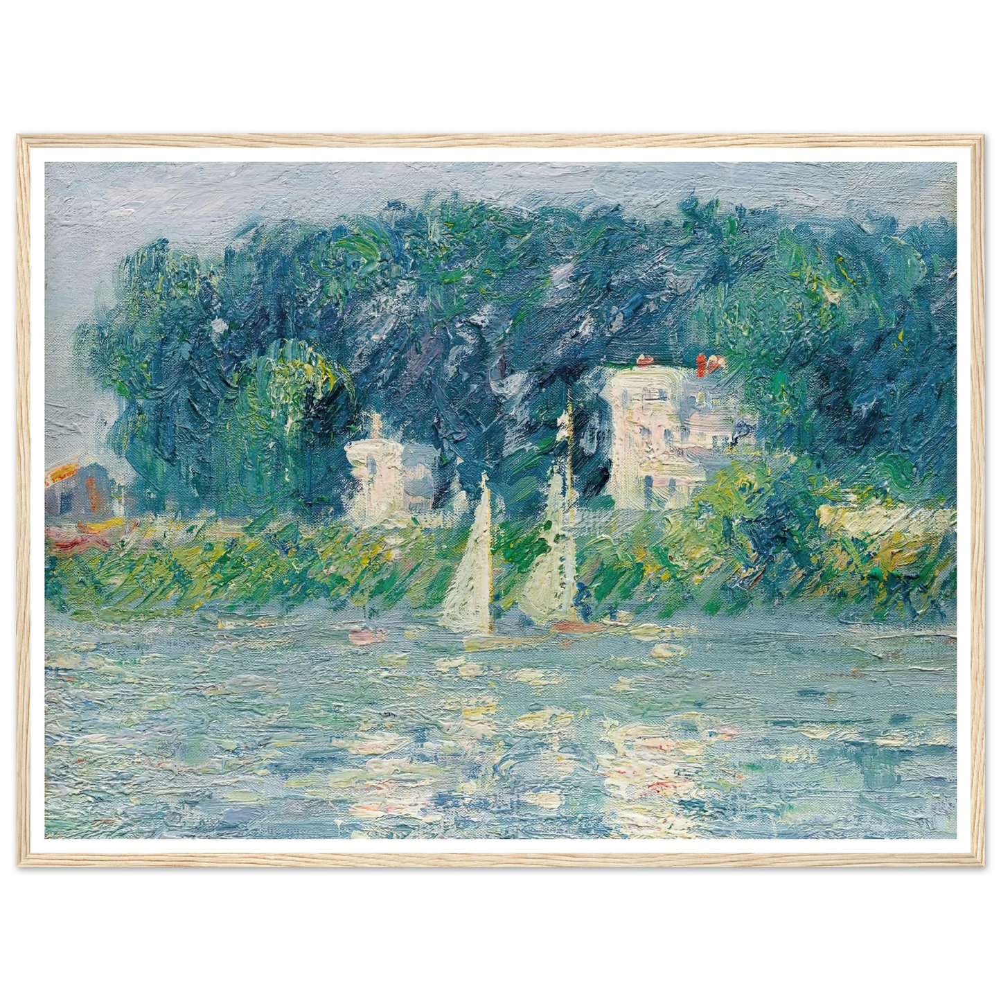 Voiliers sur l’Oise Art Print | Gustave Caillebotte - Framed Poster - 30x40 cm / 12x16″ - Black frame