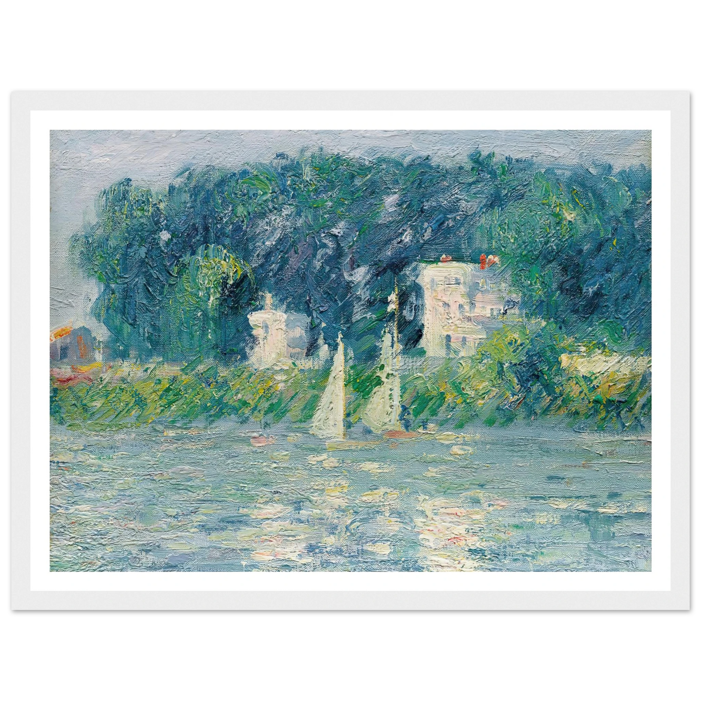 Voiliers sur l’Oise Art Print | Gustave Caillebotte - Framed Poster - 30x40 cm / 12x16″ - Black frame