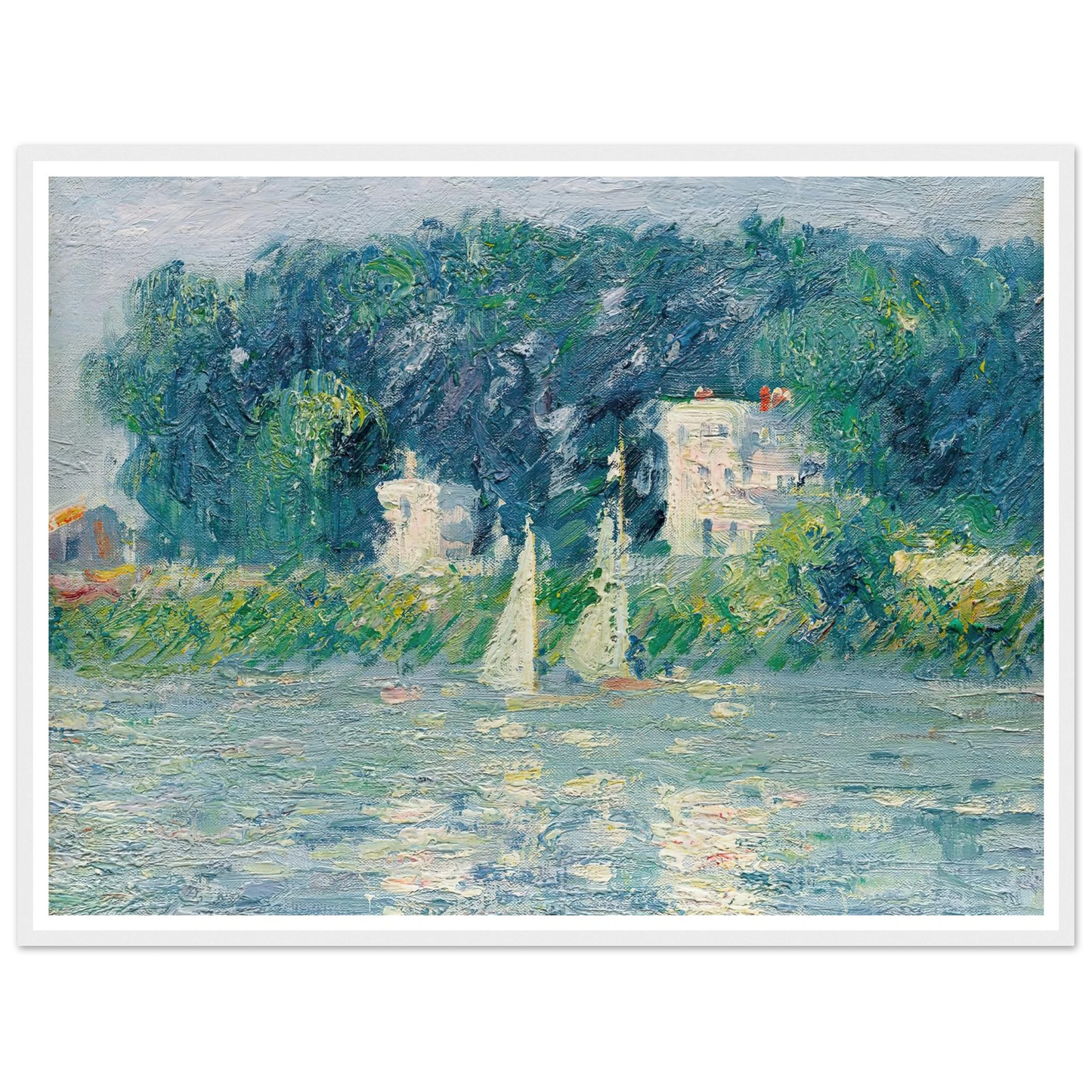 Voiliers sur l’Oise Art Print | Gustave Caillebotte - Framed Poster - 30x40 cm / 12x16″ - Black frame