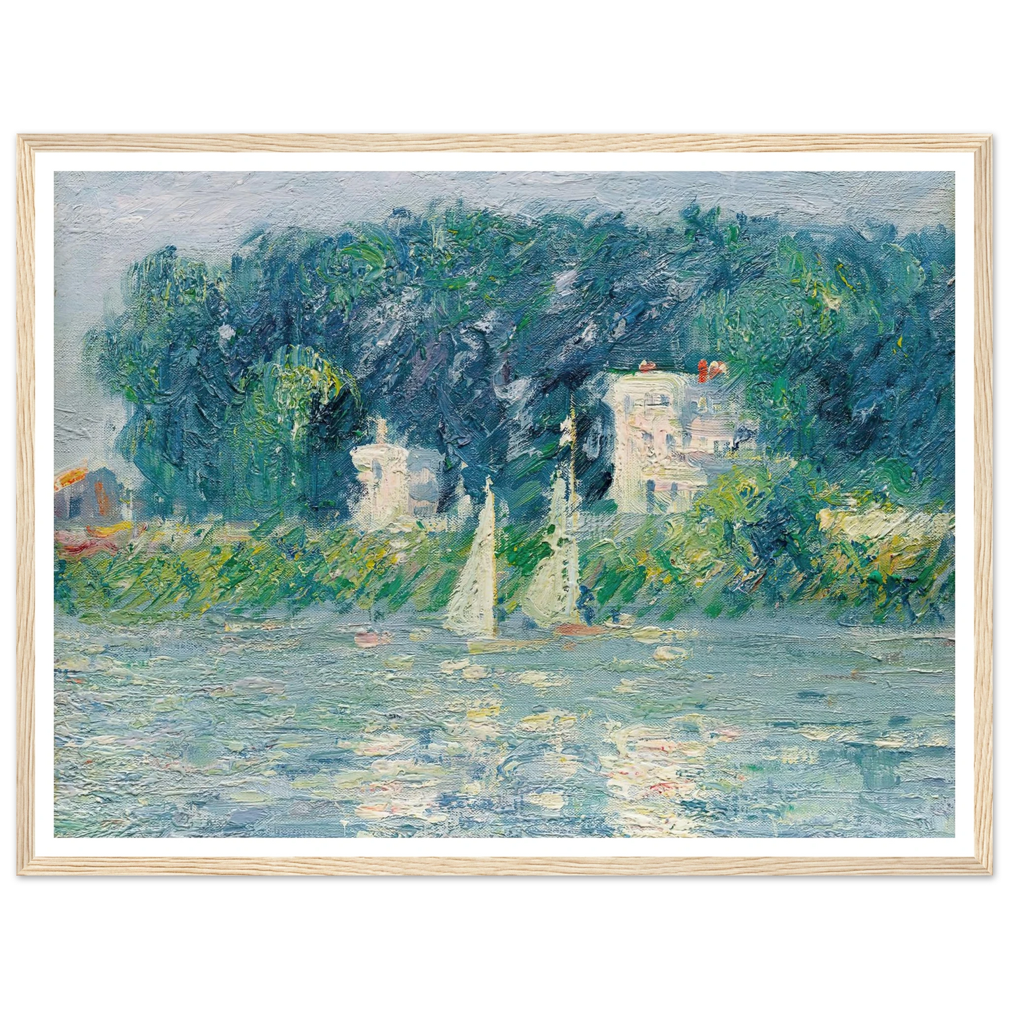 Voiliers sur l’Oise Art Print | Gustave Caillebotte - Framed Poster - 30x40 cm / 12x16″ - Black frame