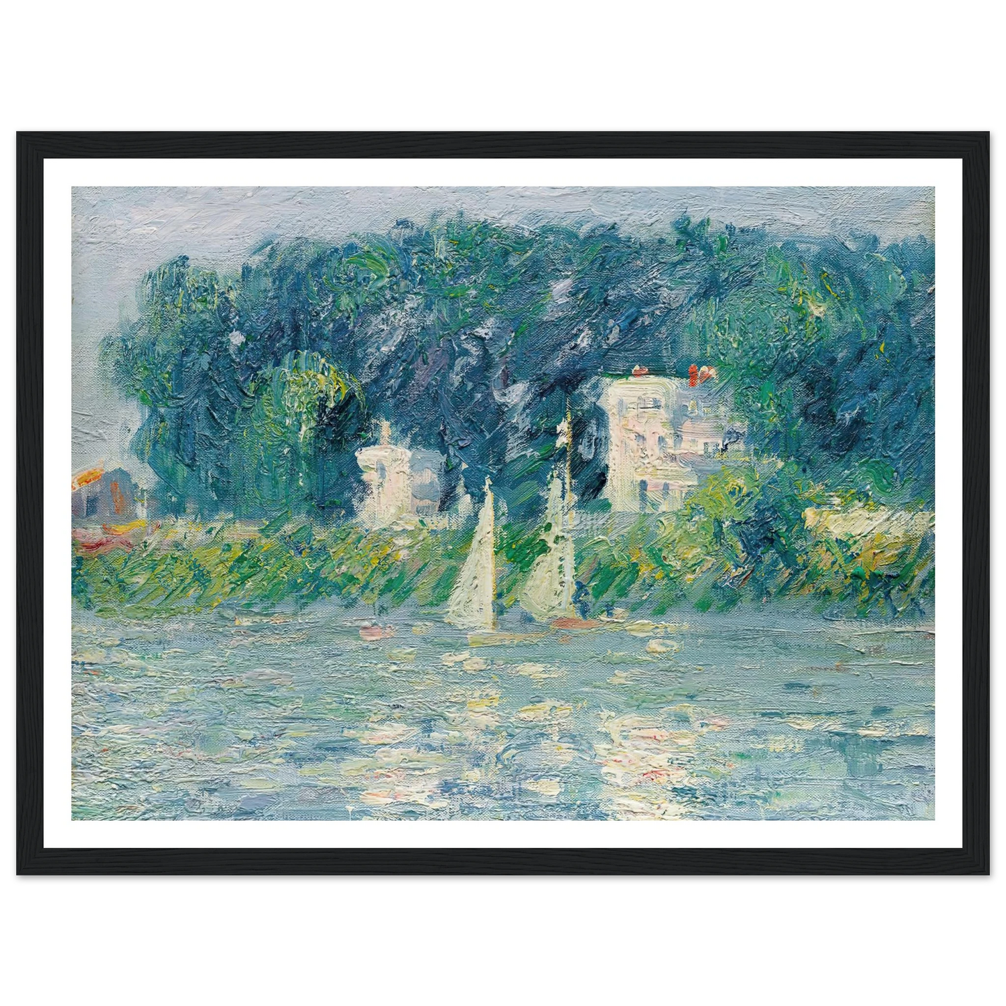 Voiliers sur l’Oise Art Print | Gustave Caillebotte - Framed Poster - 30x40 cm / 12x16″ - Black frame