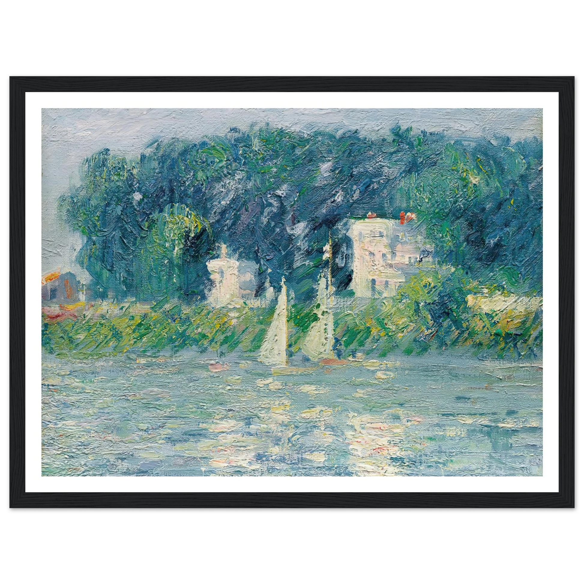 Voiliers sur l’Oise Art Print | Gustave Caillebotte - Framed Poster - 30x40 cm / 12x16″ - Black frame