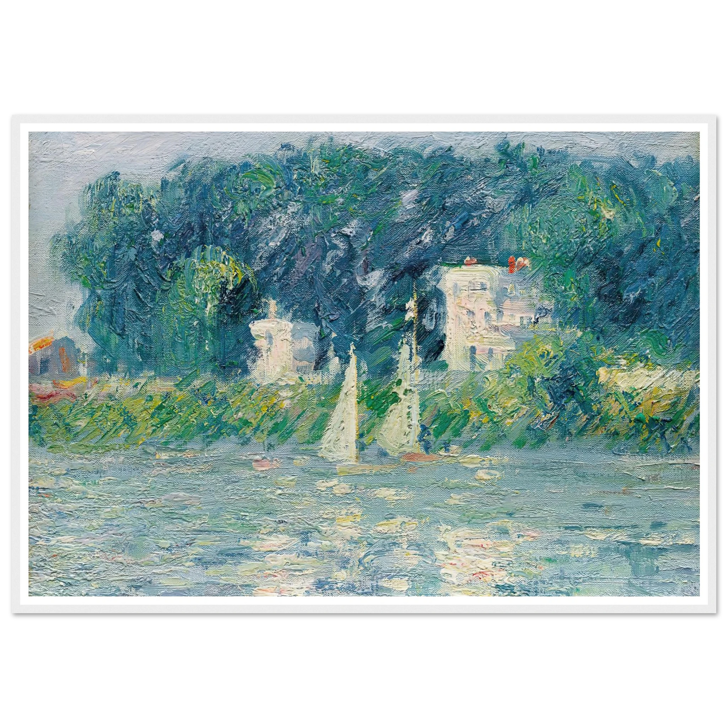 Voiliers sur l’Oise Art Print | Gustave Caillebotte - Framed Poster - 30x40 cm / 12x16″ - Black frame