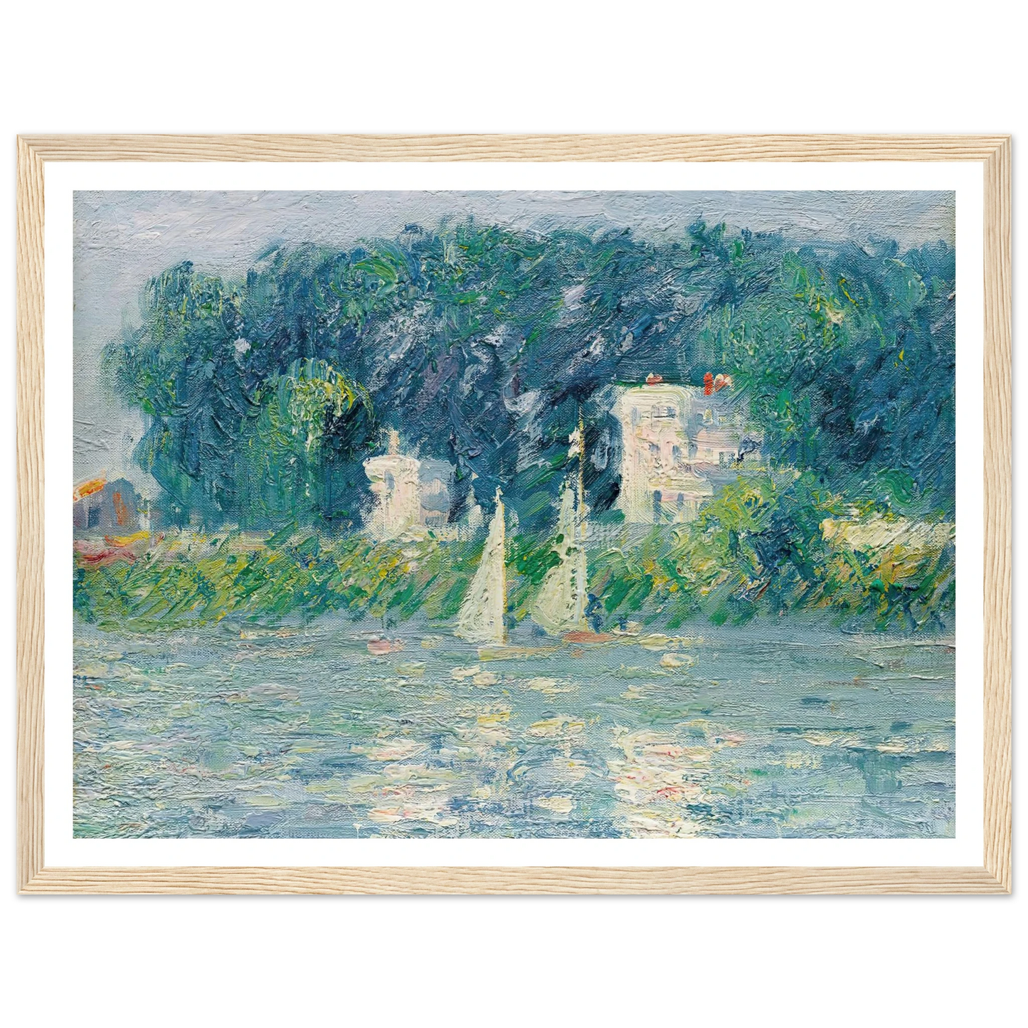 Voiliers sur l’Oise Art Print | Gustave Caillebotte - Framed Poster - 30x40 cm / 12x16″ - Black frame