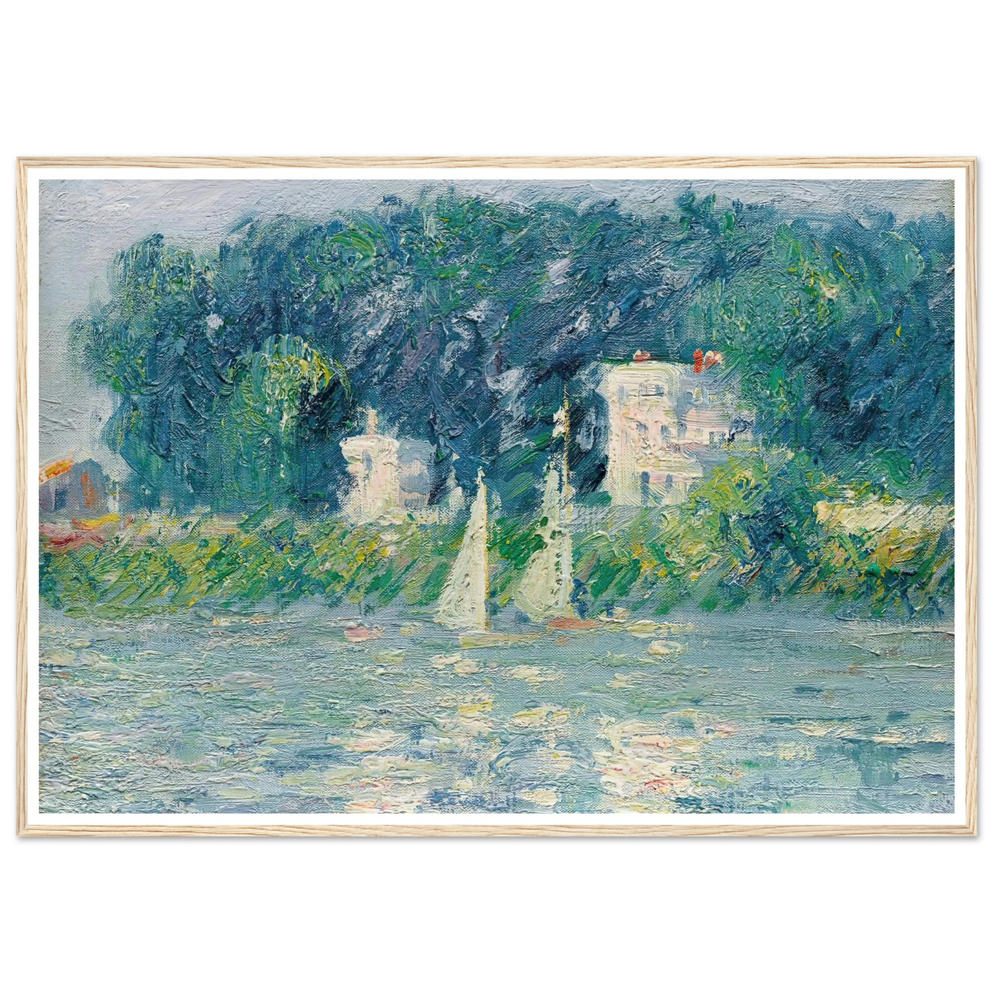 Voiliers sur l’Oise Art Print | Gustave Caillebotte - Framed Poster - 30x40 cm / 12x16″ - Black frame