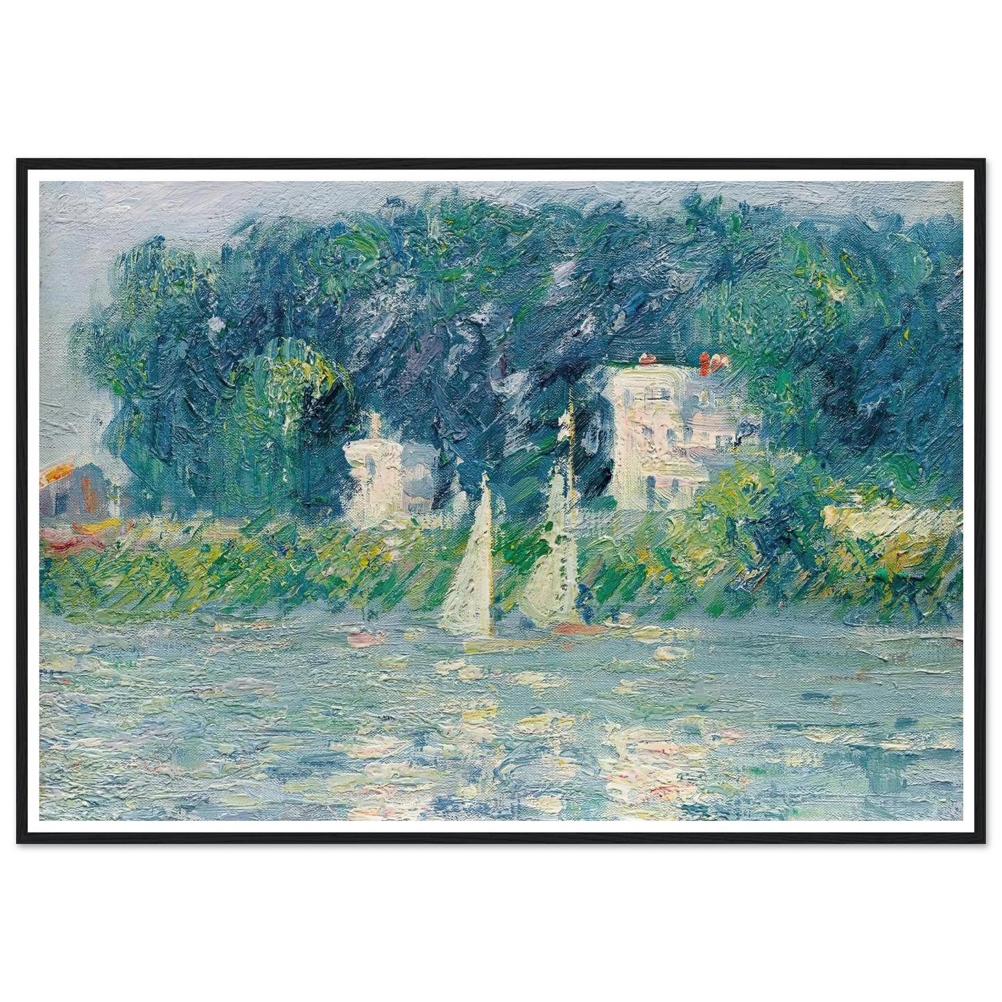 Voiliers sur l’Oise Art Print | Gustave Caillebotte - Framed Poster - 30x40 cm / 12x16″ - Black frame