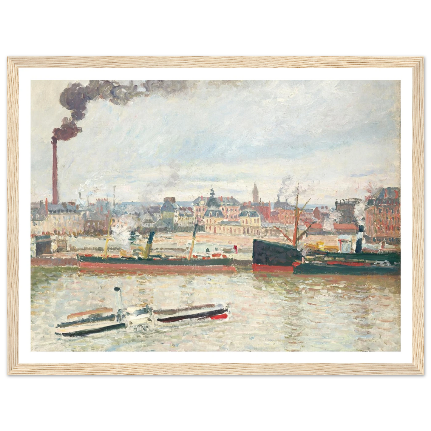 Vue sur la gare d’Orléans, Saint-Sever, Rouen (1898) Art Print | Camille Pissarro - Framed Poster - 30x40 cm / 12x16″ - Black frame