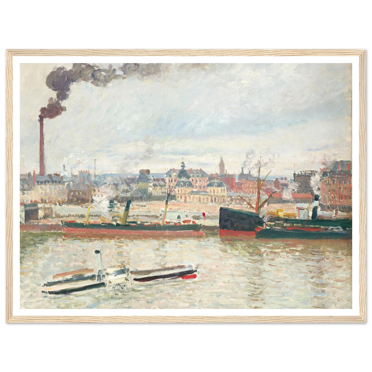 Vue sur la gare d’Orléans, Saint-Sever, Rouen (1898) Art Print | Camille Pissarro - Framed Poster - 30x40 cm / 12x16″ - Black frame