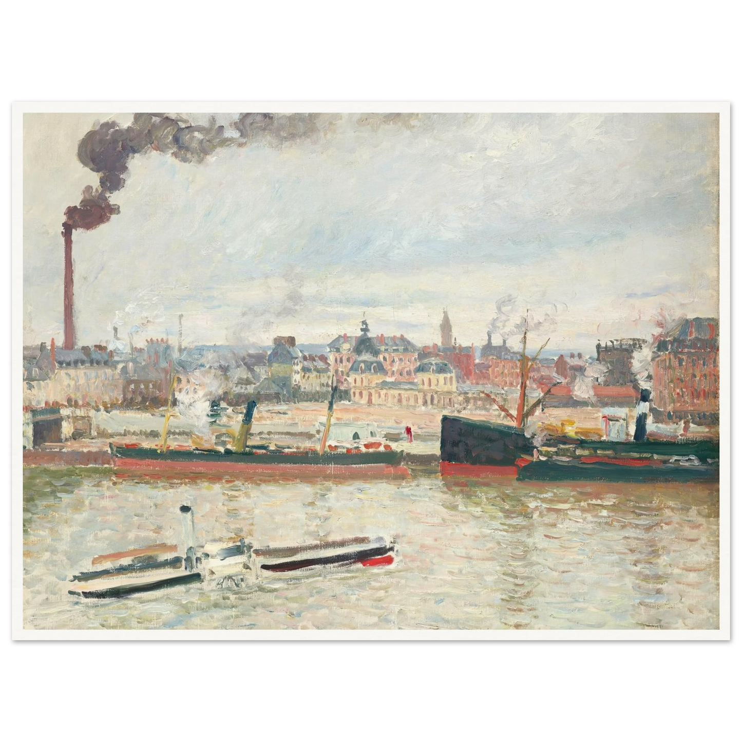 Vue sur la gare d’Orléans, Saint-Sever, Rouen (1898) Art Print | Camille Pissarro - Framed Poster - 30x40 cm / 12x16″ - Black frame