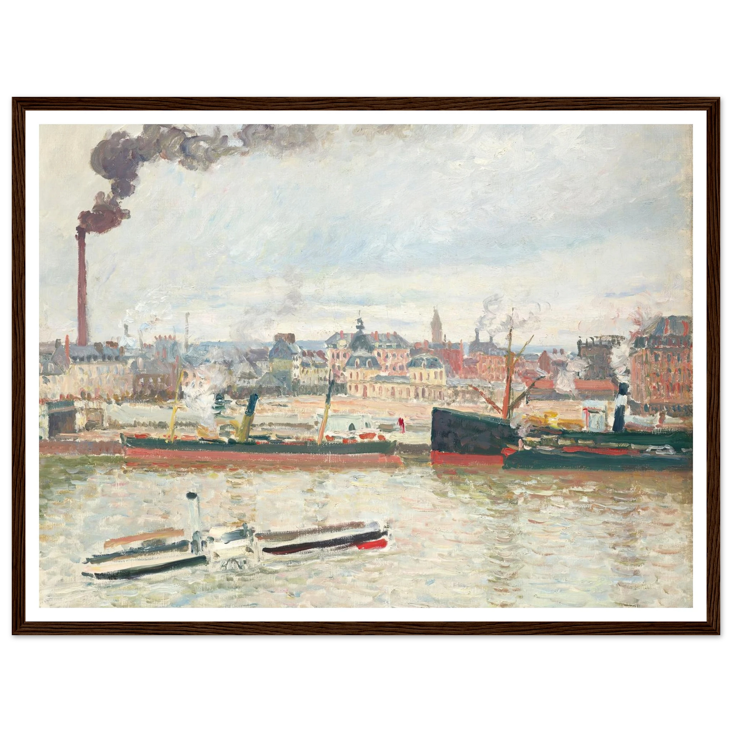 Vue sur la gare d’Orléans, Saint-Sever, Rouen (1898) Art Print | Camille Pissarro - Framed Poster - 30x40 cm / 12x16″ - Black frame