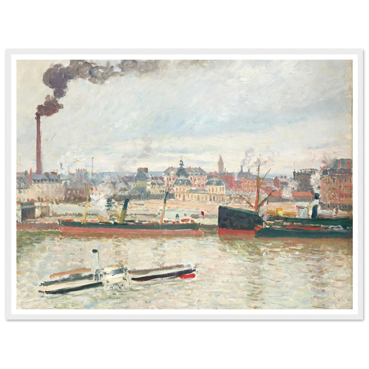 Vue sur la gare d’Orléans, Saint-Sever, Rouen (1898) Art Print | Camille Pissarro - Framed Poster - 30x40 cm / 12x16″ - Black frame