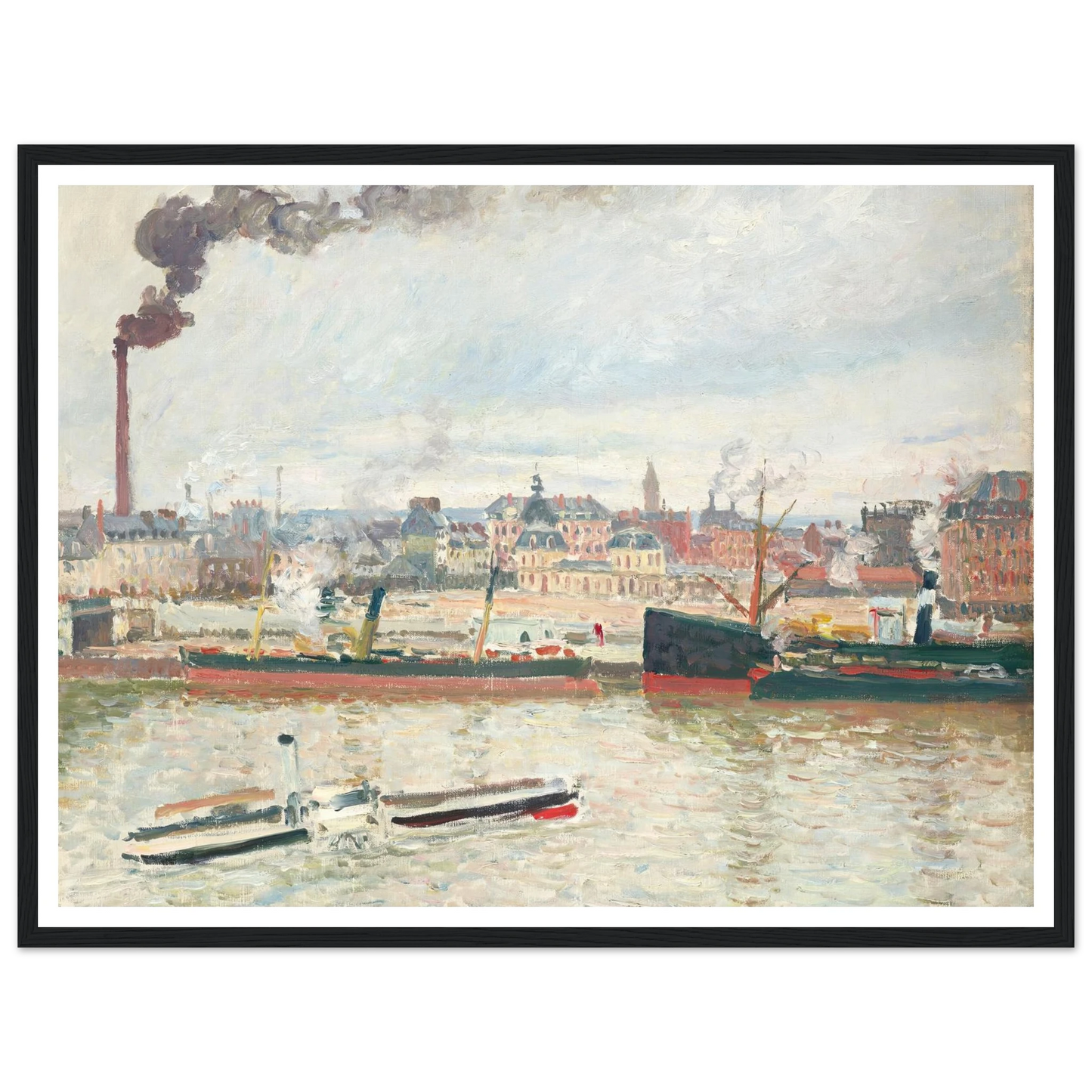 Vue sur la gare d’Orléans, Saint-Sever, Rouen (1898) Art Print | Camille Pissarro - Framed Poster - 30x40 cm / 12x16″ - Black frame