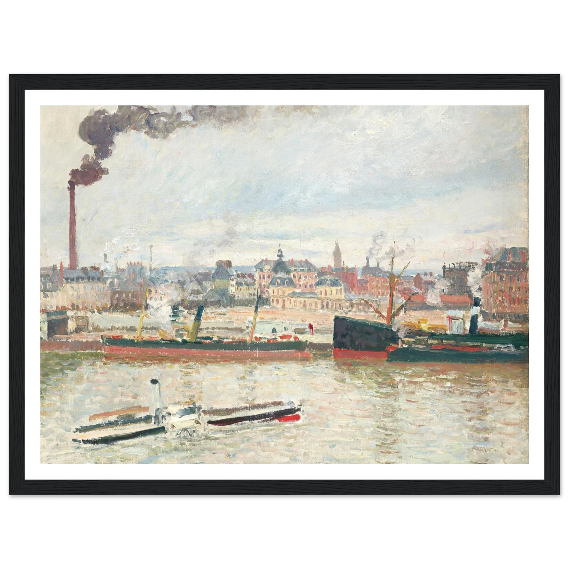 Vue sur la gare d’Orléans, Saint-Sever, Rouen (1898) Art Print | Camille Pissarro - Framed Poster - 30x40 cm / 12x16″ - Black frame