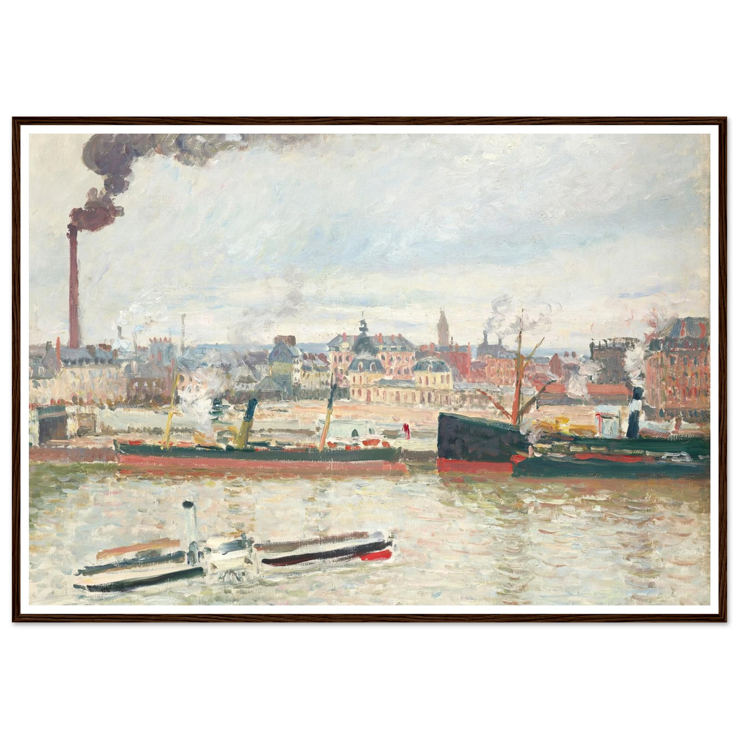 Vue sur la gare d’Orléans, Saint-Sever, Rouen (1898) Art Print | Camille Pissarro - Framed Poster - 30x40 cm / 12x16″ - Black frame