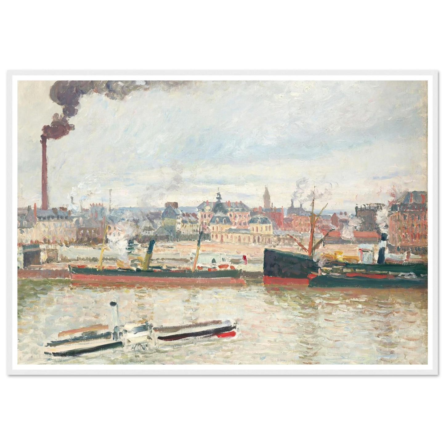 Vue sur la gare d’Orléans, Saint-Sever, Rouen (1898) Art Print | Camille Pissarro - Framed Poster - 30x40 cm / 12x16″ - Black frame