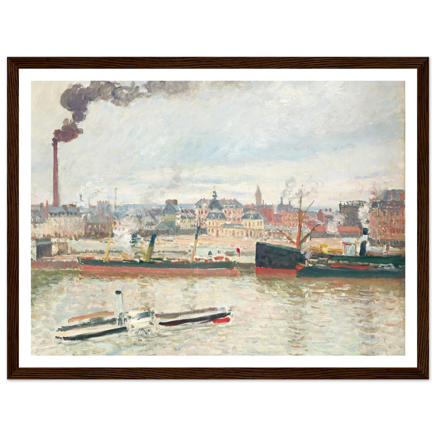 Vue sur la gare d’Orléans, Saint-Sever, Rouen (1898) Art Print | Camille Pissarro - Framed Poster - 30x40 cm / 12x16″ - Black frame