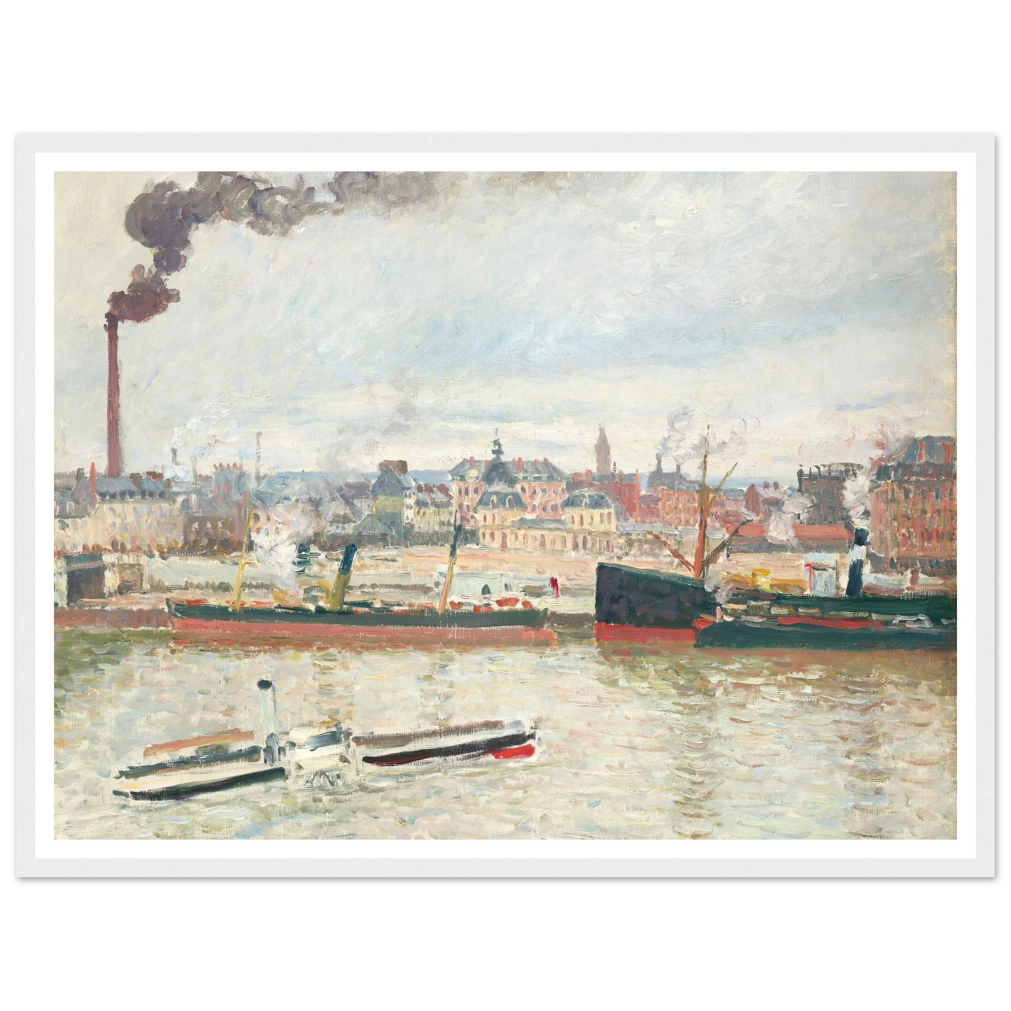 Vue sur la gare d’Orléans, Saint-Sever, Rouen (1898) Art Print | Camille Pissarro - Framed Poster - 30x40 cm / 12x16″ - Black frame