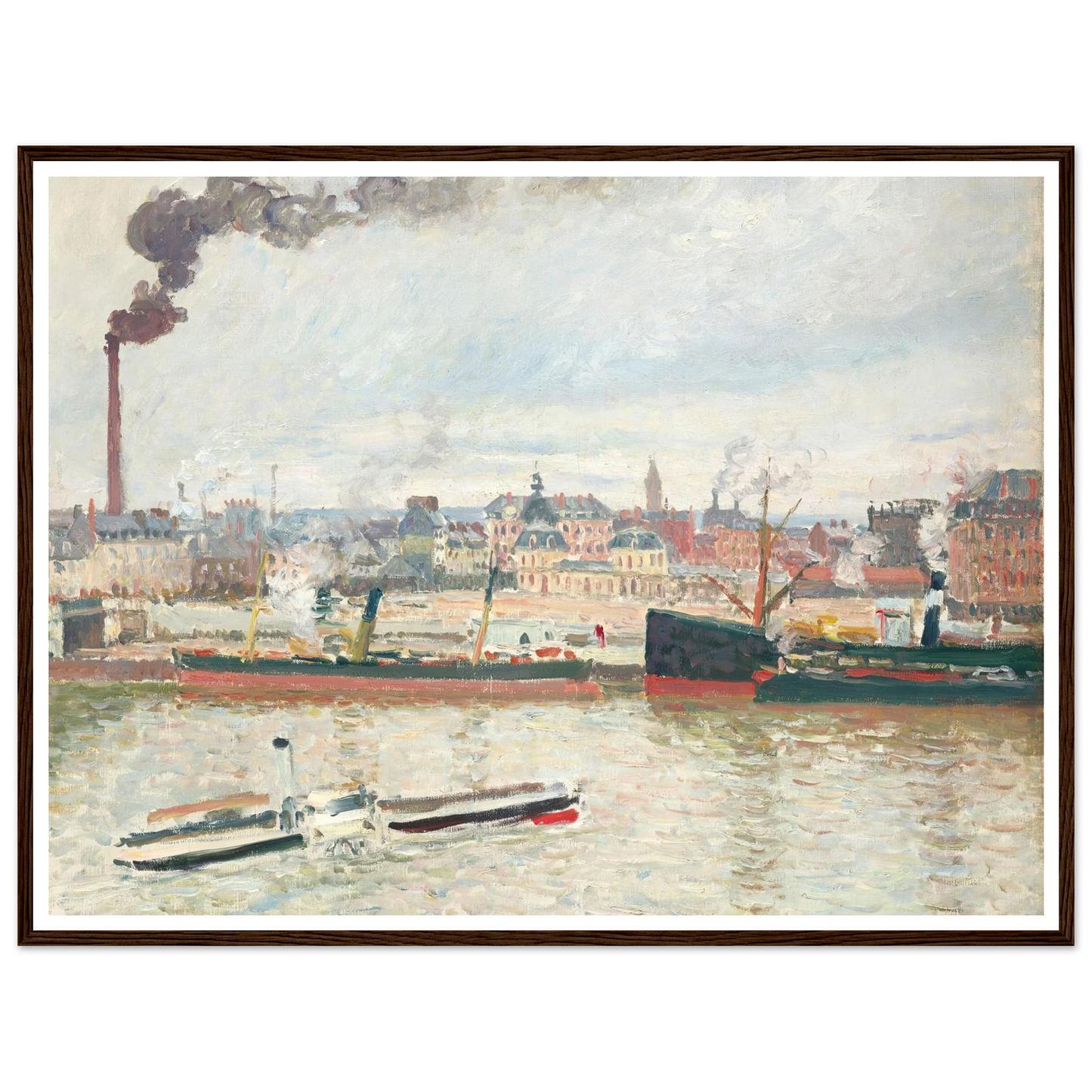 Vue sur la gare d’Orléans, Saint-Sever, Rouen (1898) Art Print | Camille Pissarro - Framed Poster - 30x40 cm / 12x16″ - Black frame
