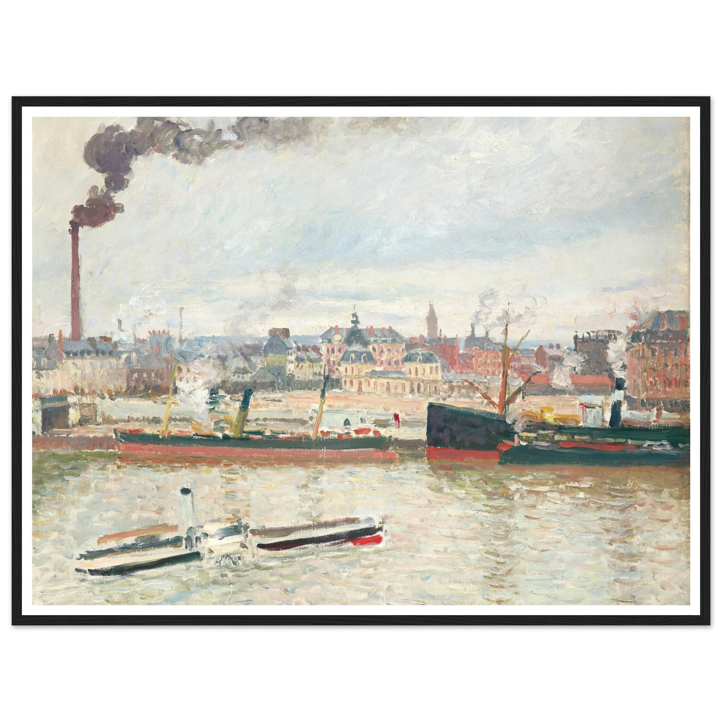Vue sur la gare d’Orléans, Saint-Sever, Rouen (1898) Art Print | Camille Pissarro - Framed Poster - 30x40 cm / 12x16″ - Black frame