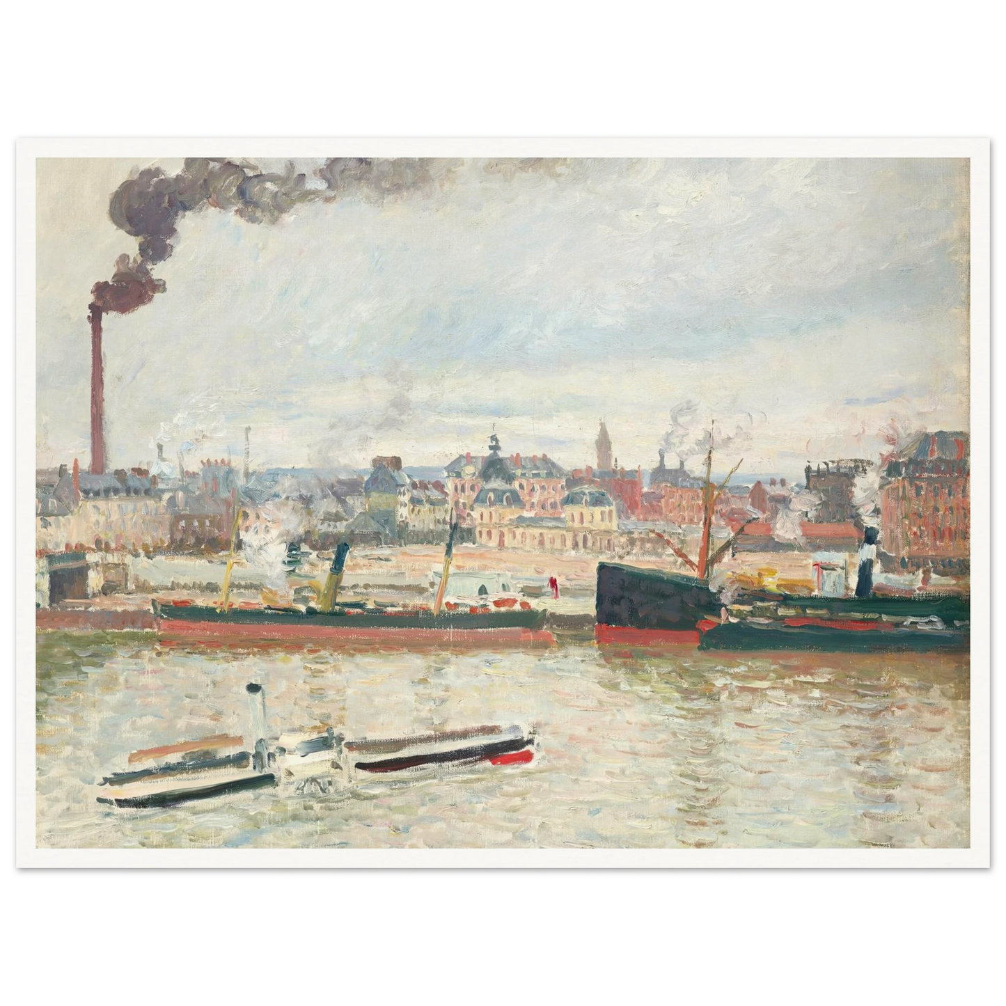 Vue sur la gare d’Orléans, Saint-Sever, Rouen (1898) Art Print | Camille Pissarro - Framed Poster - 30x40 cm / 12x16″ - Black frame