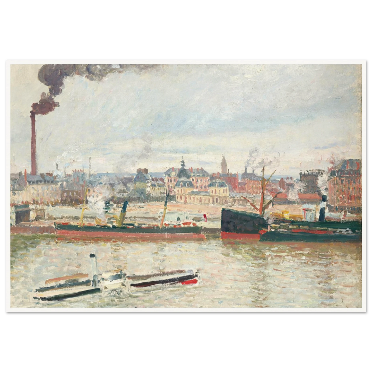 Vue sur la gare d’Orléans, Saint-Sever, Rouen (1898) Art Print | Camille Pissarro - Framed Poster - 30x40 cm / 12x16″ - Black frame