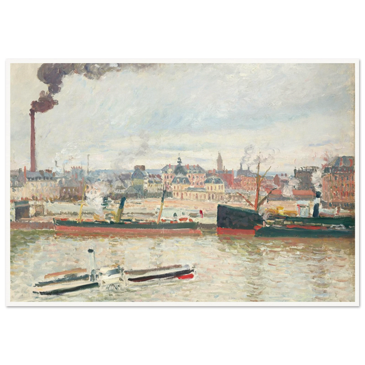 Vue sur la gare d’Orléans, Saint-Sever, Rouen (1898) Art Print | Camille Pissarro - Framed Poster - 30x40 cm / 12x16″ - Black frame