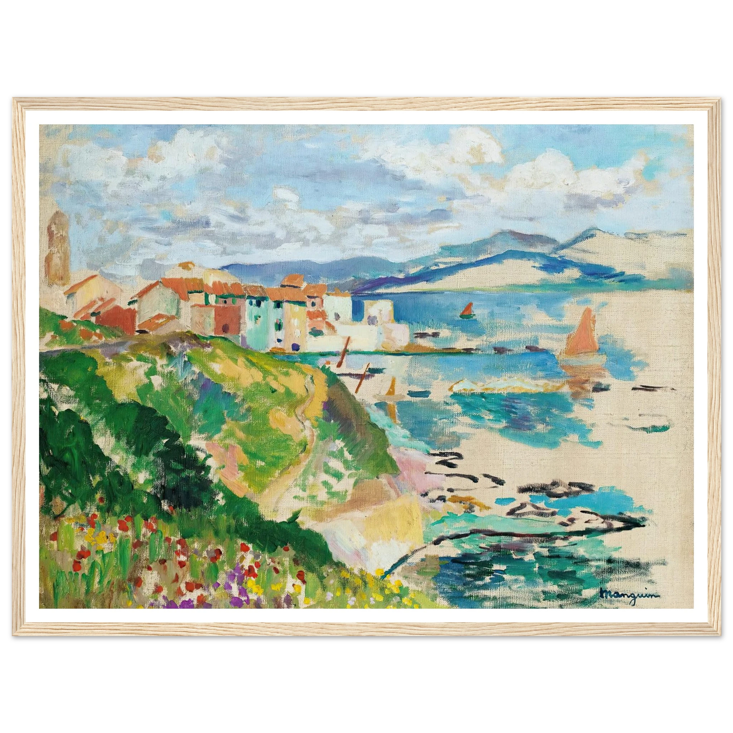 Vue Sur La Ponche, Saint-Tropez (1904) Art Print | Henri Manguin - Framed Poster - 30x40 cm / 12x16″ - Black frame