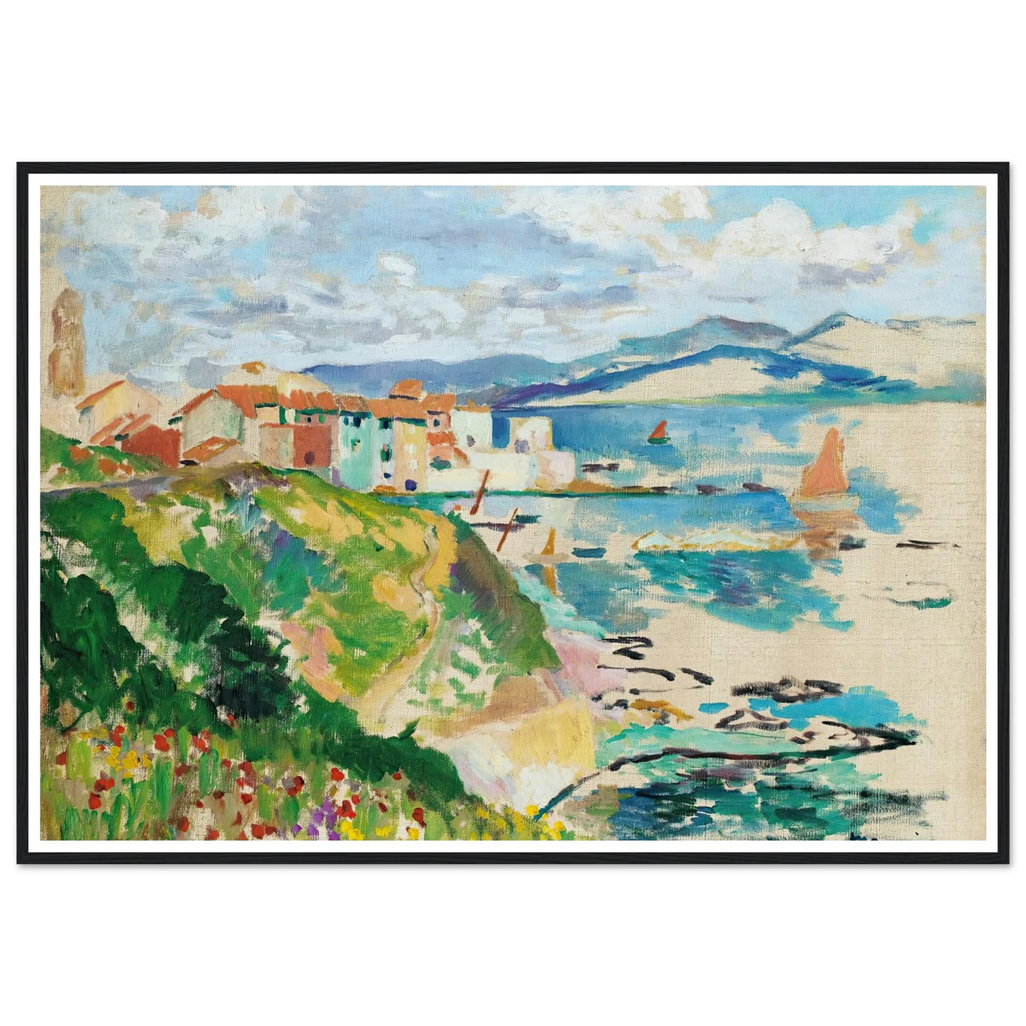 Vue Sur La Ponche, Saint-Tropez (1904) Art Print | Henri Manguin - Framed Poster - 30x40 cm / 12x16″ - Black frame