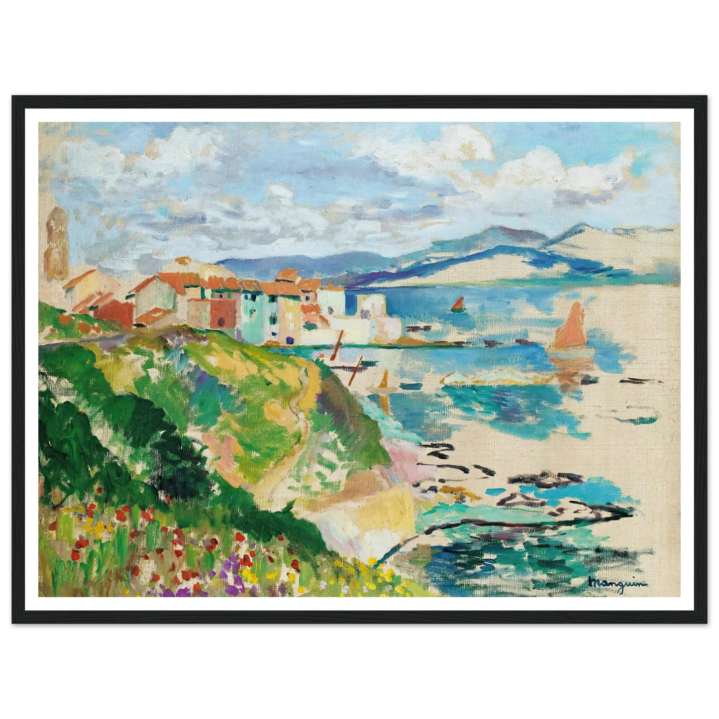 Vue Sur La Ponche, Saint-Tropez (1904) Art Print | Henri Manguin - Framed Poster - 30x40 cm / 12x16″ - Black frame