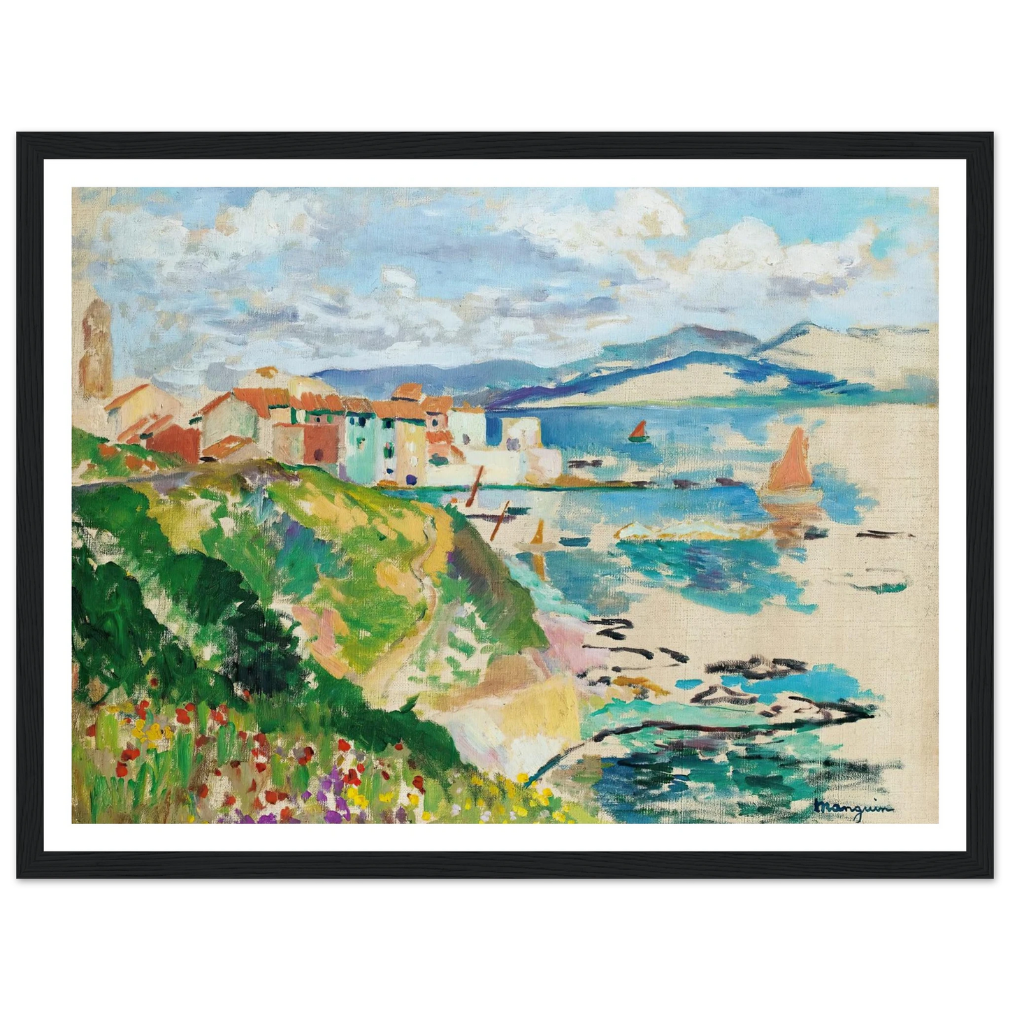 Vue Sur La Ponche, Saint-Tropez (1904) Art Print | Henri Manguin - Framed Poster - 30x40 cm / 12x16″ - Black frame