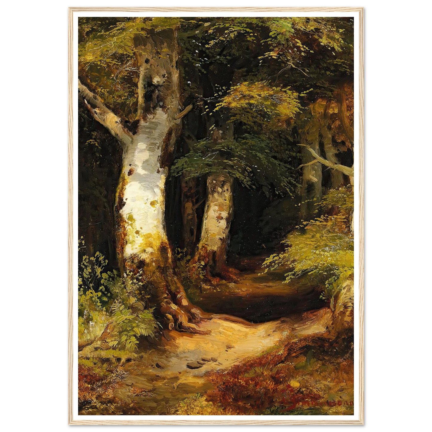 Waldweg Art Print | Albert Zimmermann - Framed Poster - 30x40 cm / 12x16″ - Black frame