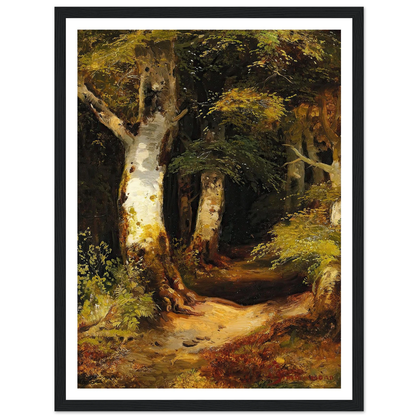Waldweg Art Print | Albert Zimmermann - Framed Poster - 30x40 cm / 12x16″ - Black frame