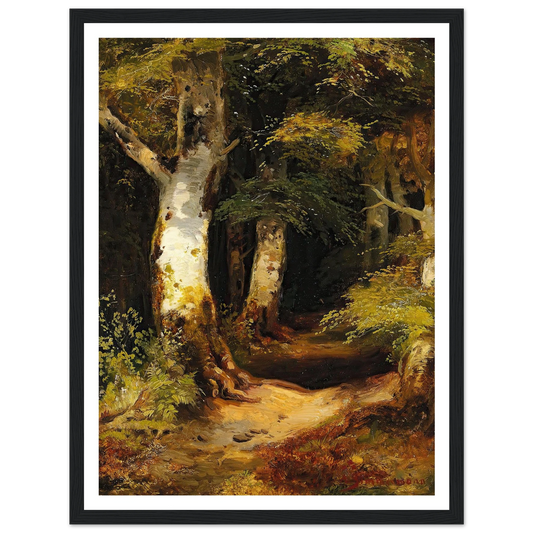 Waldweg Art Print | Albert Zimmermann - Framed Poster - 30x40 cm / 12x16″ - Black frame