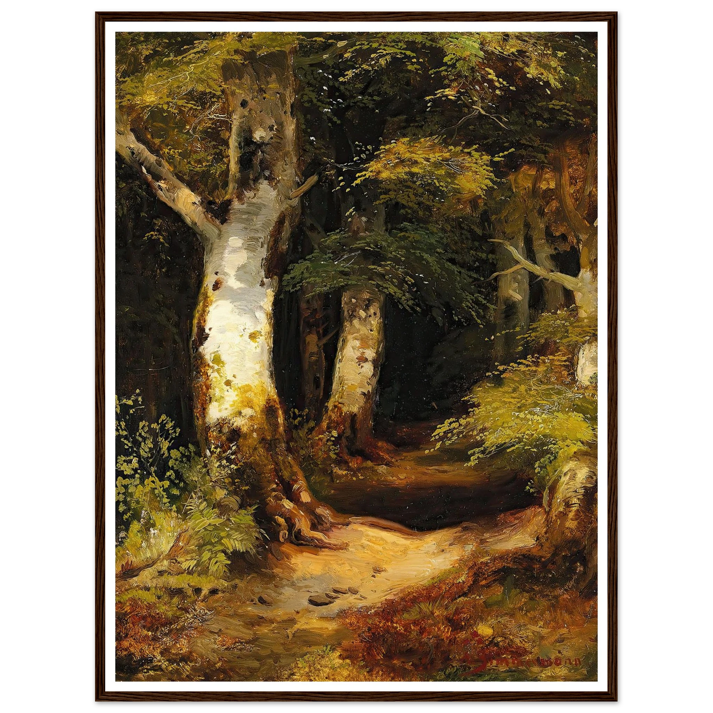 Waldweg Art Print | Albert Zimmermann - Framed Poster - 30x40 cm / 12x16″ - Black frame