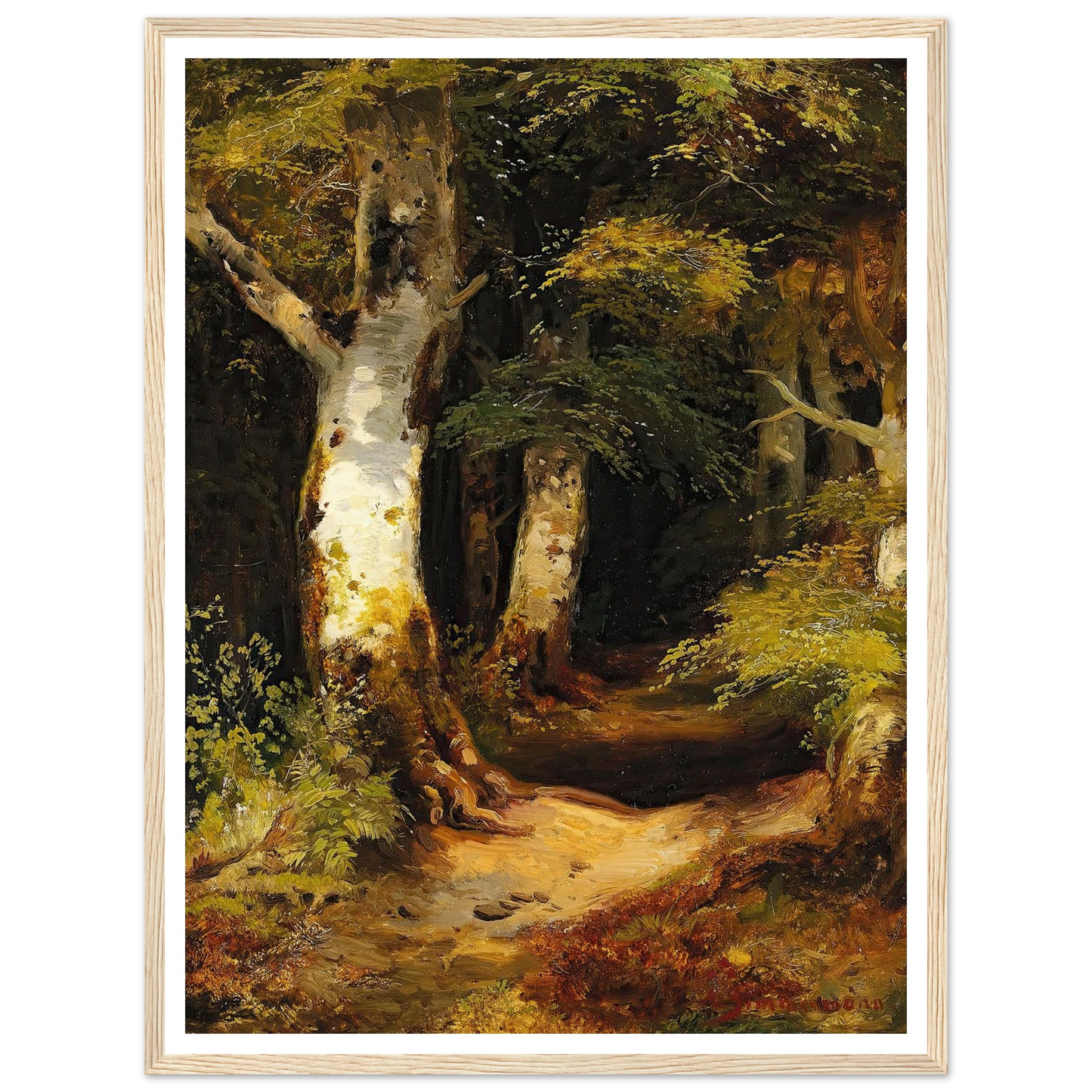 Waldweg Art Print | Albert Zimmermann - Framed Poster - 30x40 cm / 12x16″ - Black frame