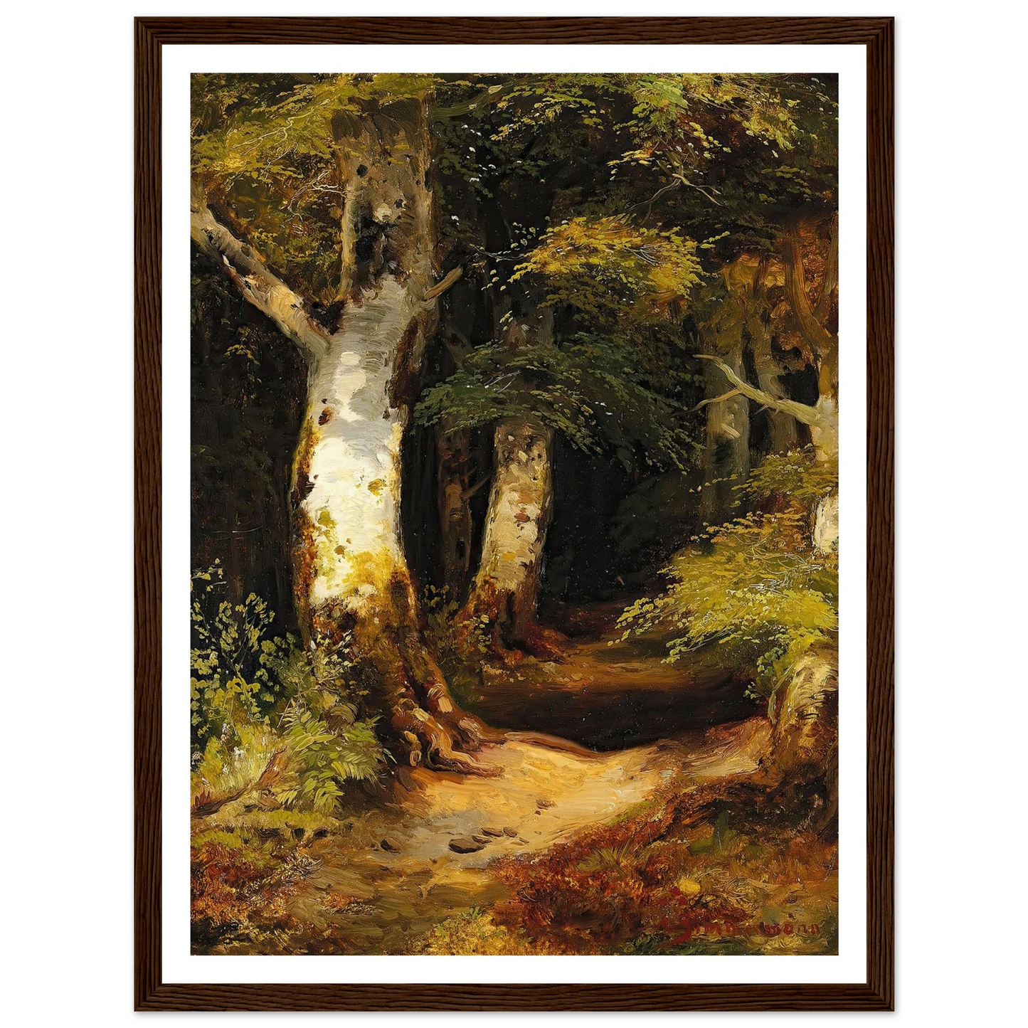 Waldweg Art Print | Albert Zimmermann - Framed Poster - 30x40 cm / 12x16″ - Black frame