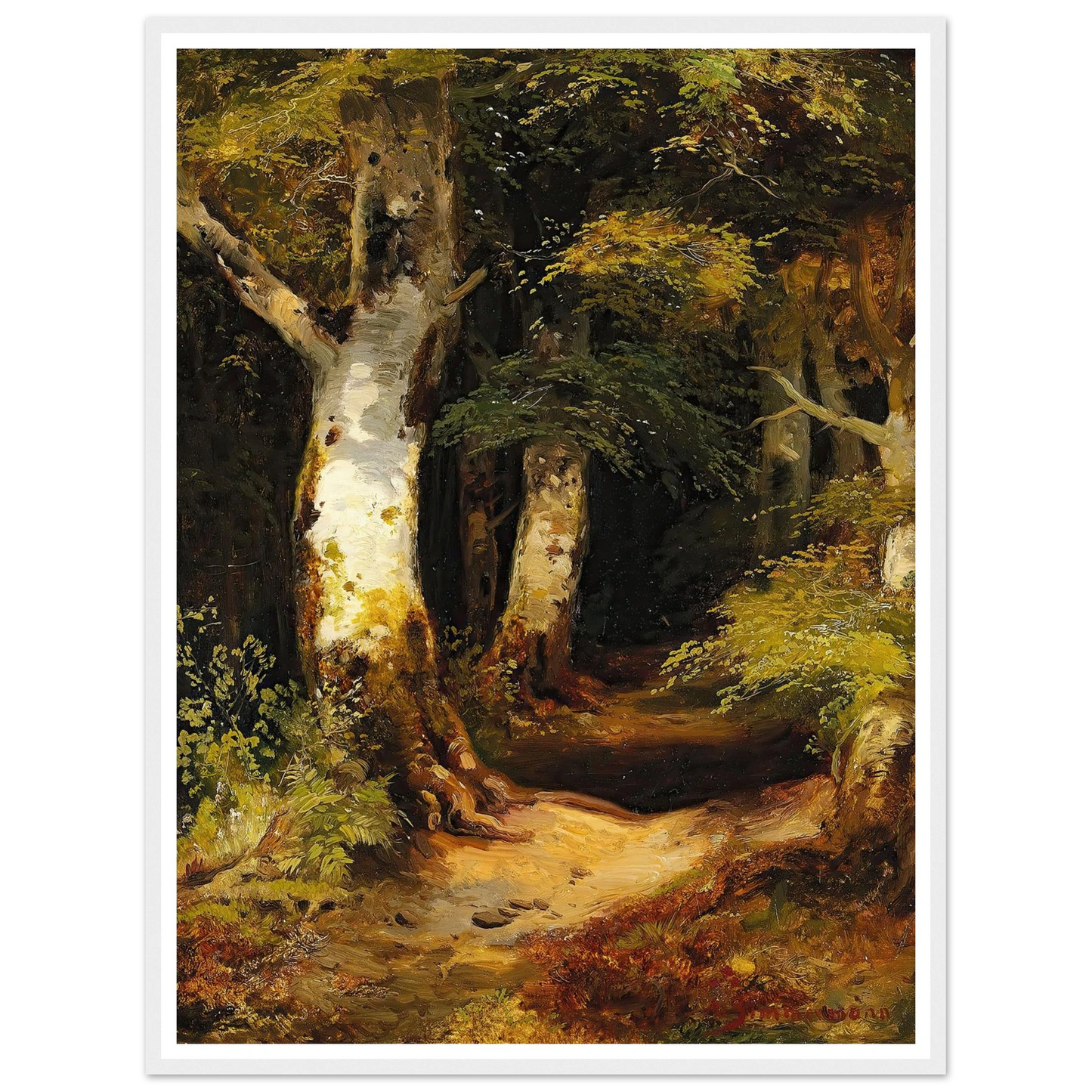 Waldweg Art Print | Albert Zimmermann - Framed Poster - 30x40 cm / 12x16″ - Black frame