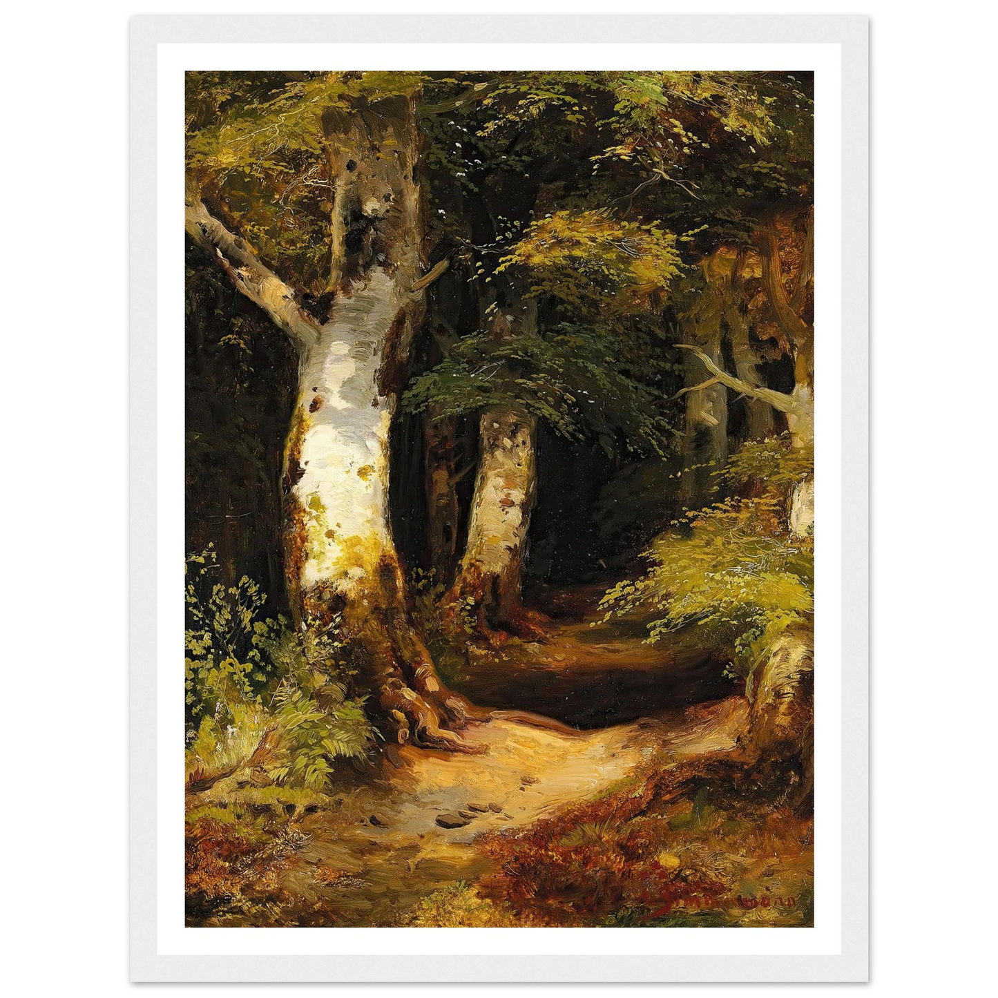 Waldweg Art Print | Albert Zimmermann - Framed Poster - 30x40 cm / 12x16″ - Black frame