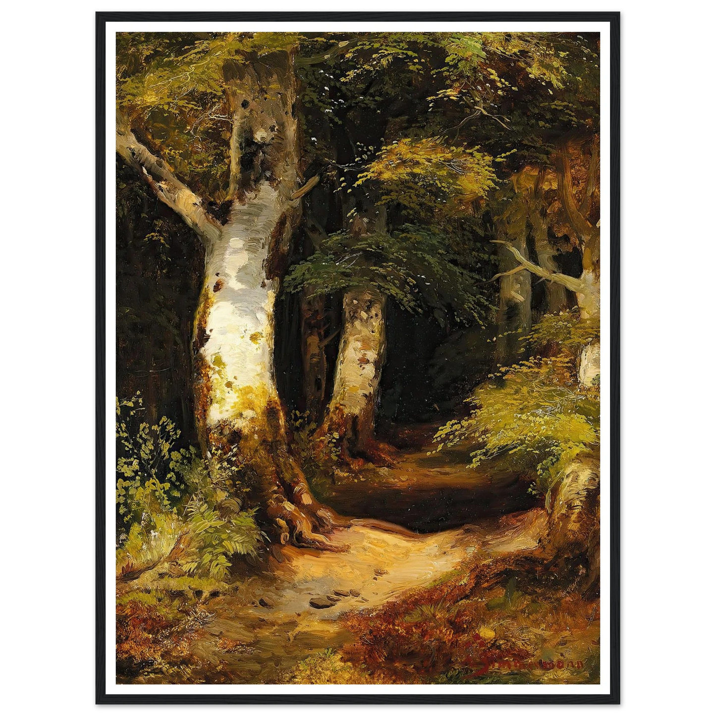 Waldweg Art Print | Albert Zimmermann - Framed Poster - 30x40 cm / 12x16″ - Black frame