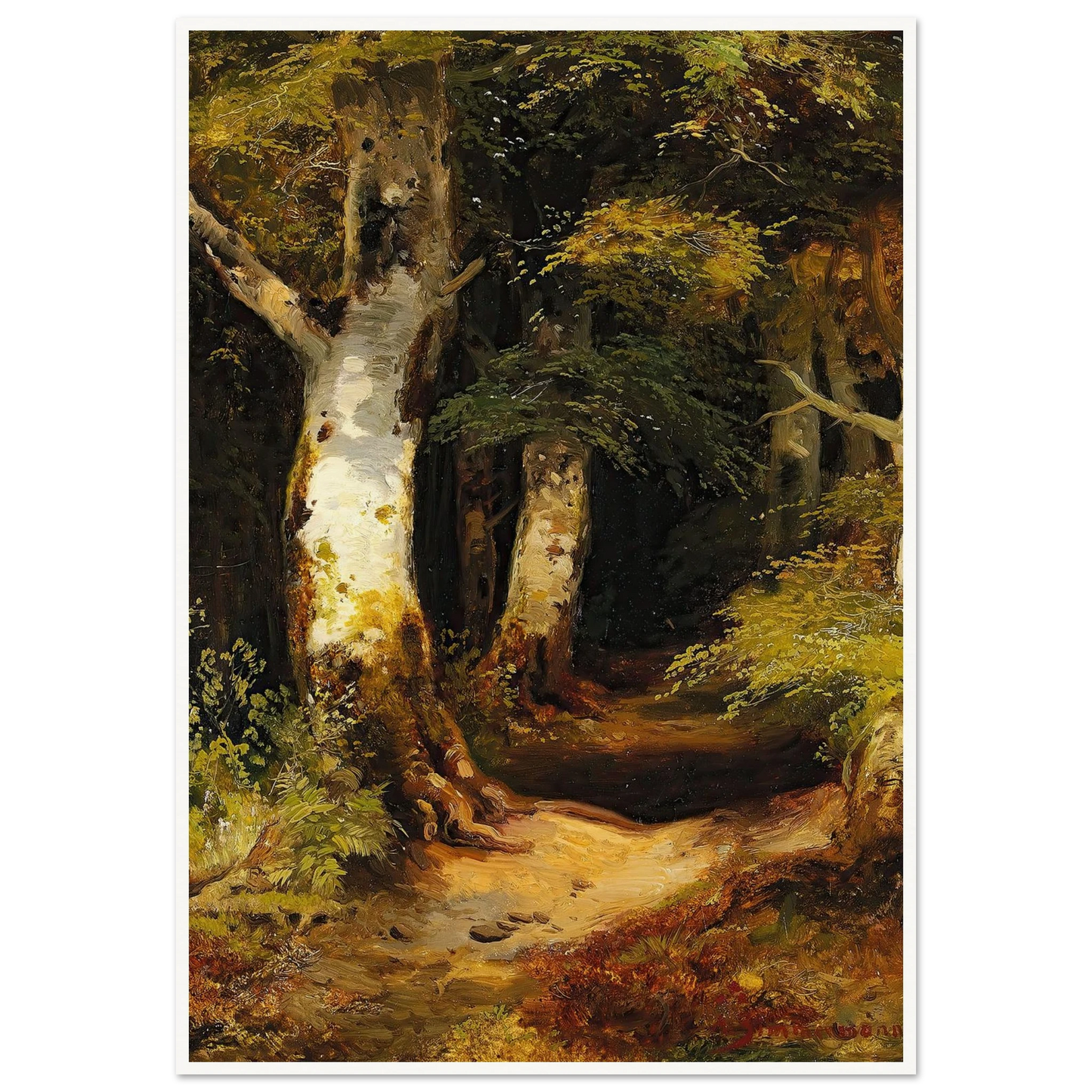 Waldweg Art Print | Albert Zimmermann - Framed Poster - 30x40 cm / 12x16″ - Black frame