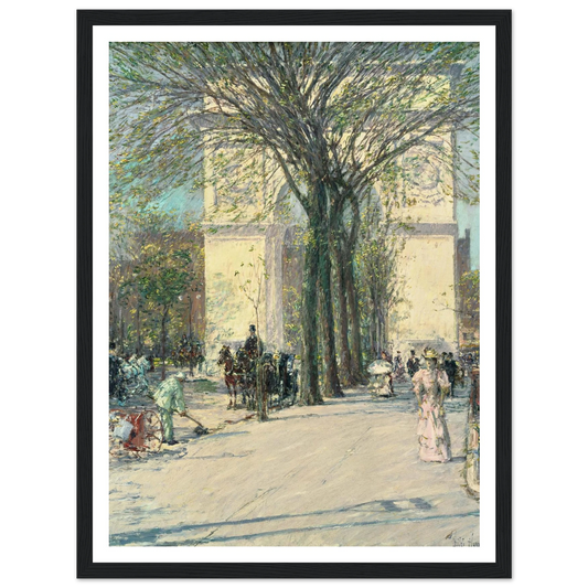 Washington Arch, Spring Art Print | Childe Hassam - Framed Poster - 30x40 cm / 12x16″ - Black frame