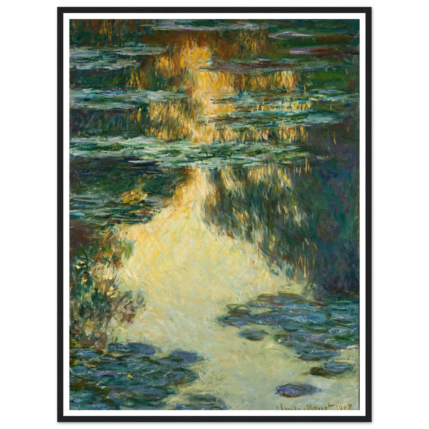 Water Lilies (1907) Art Print | Claude Monet - Framed Poster - 30x40 cm / 12x16″ - Black frame