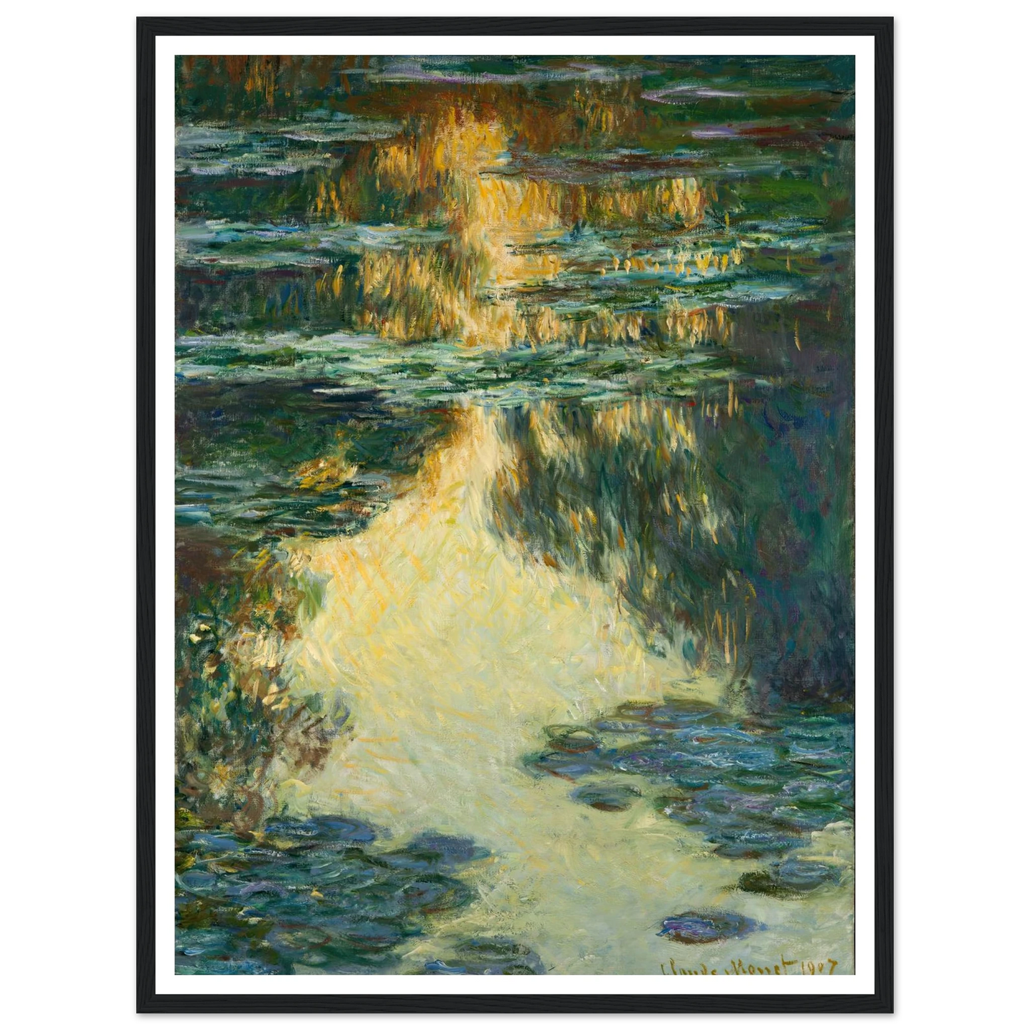 Water Lilies (1907) Art Print | Claude Monet - Framed Poster - 30x40 cm / 12x16″ - Black frame