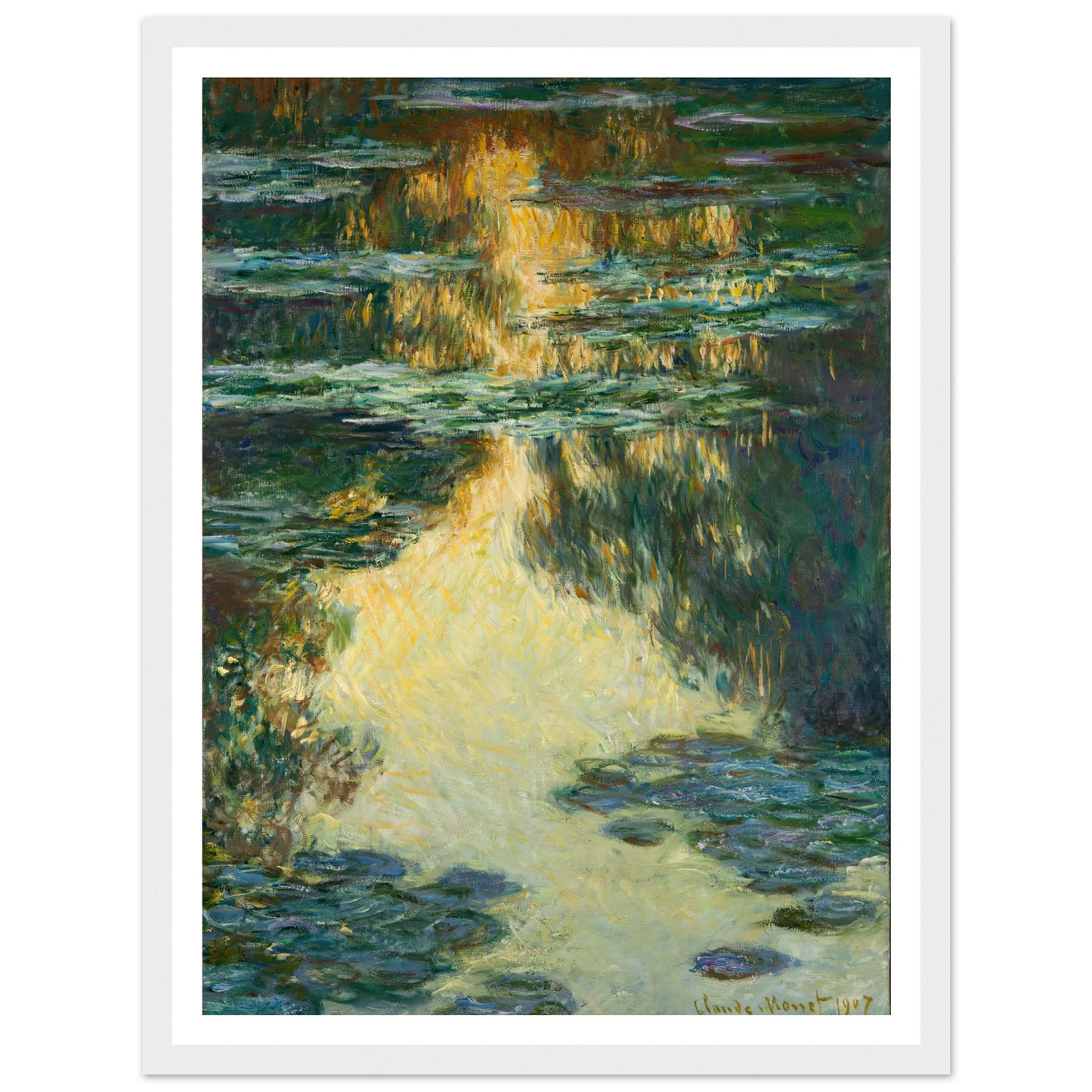 Water Lilies (1907) Art Print | Claude Monet - Framed Poster - 30x40 cm / 12x16″ - Black frame