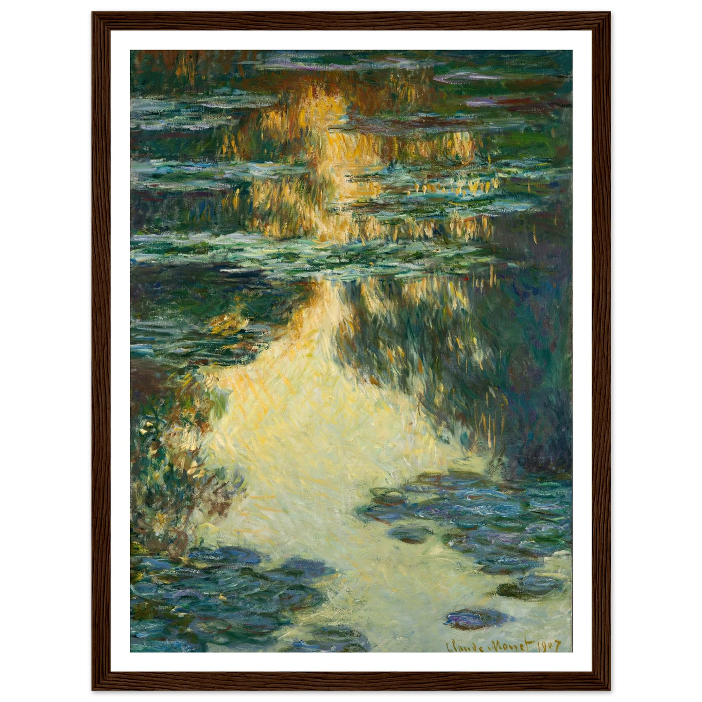 Water Lilies (1907) Art Print | Claude Monet - Framed Poster - 30x40 cm / 12x16″ - Black frame